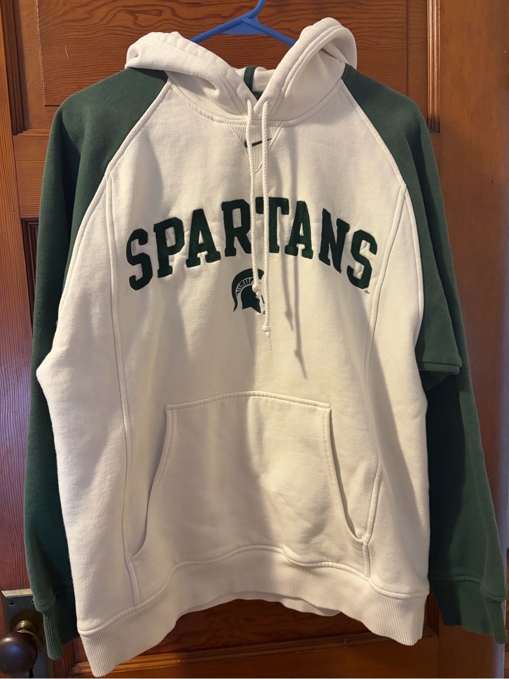Michigan Spartans Hoodie Men's Small Green White Heavyweight Pullover Sweatshirt